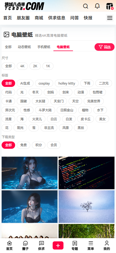 给B2主题添加壁纸中心功能,无缝集成个人中心壁纸收藏以及下载权限,壁纸网站该有的功能都有了